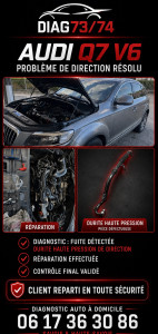 Photo de galerie - Audi Q7 V6 : fuite détectée sur la durite haute pression de direction. Remplacement, purge et contrôle effectués. Véhicule rendu parfaitement fonctionnel.