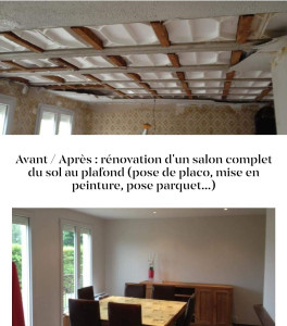 Photo de galerie - Avant après : rénovation d'un salon complet du sol au plafond