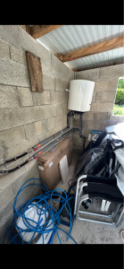Photo de galerie - Raccordement et création d’arrivée sanitaire pour douche extérieur + installation chauffe-eau