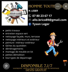 Photo de galerie - Bonjour je suis une personne très sérieuse, je cherche le travail, je travaille très rapide et très propre. Merci. N’hésitez pas à me contacter.