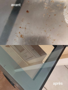 Photo de galerie - Nettoyage avant après  vitre du four