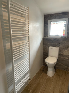 Photo de galerie - Pose de WC et sèche serviette 