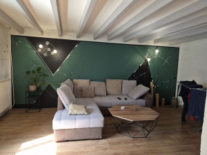 Photo de galerie - Mise en peinture de décoration fond noir et vert 