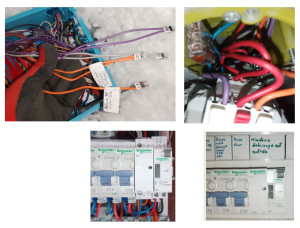 Photo de galerie - Modification éclairage extérieur 2/3. Tirage filerie, raccordements, tableau.