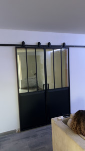 Photo de galerie - Création d’ouverture pour double porte coulissante 