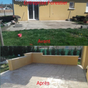 Photo de galerie - Pose de carrelage et montage d'un muret plus Crépi 