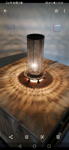 Photo de galerie - Création Lampe à partir d'un ancien filtre à camion, style indus
