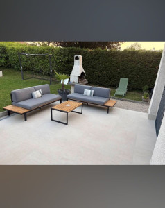 Photo de galerie - Pose carrelage extérieur avec caniveau 
