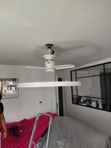 Photo de galerie - Montage installation, ventilateur de plafond 