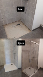 Photo de galerie - Installation receveur de douche et la paroi de douche