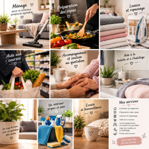 Photo de galerie - Bonjour ? Je propose mes services d'aide à domicile pour vous faciliter le quotidien : ménage, aide aux courses, préparation des repas, repassage et accompagnement. Sérieuse, motivée et à l'écoute, je m'adapte à vos besoins. ?✨