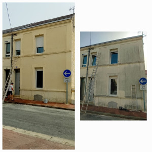 Photo de galerie - Avant et après les Nettoyage de façade avec des produits professionnels non Chlorés 