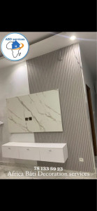 Photo de galerie - Pose des tasseaux et decoration pr meuble tv