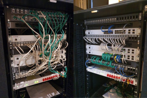 Photo de galerie - Rebrassage d'une baie informatique chez un professionnel.