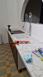 Photo de galerie - Pose du levier et mitigeur plus finition 