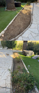 Photo de galerie - APRÈS : Nettoyage du terrain (désherber) / déracinement de 4 rosiers / mise au propre de la surface (râteau, balais autour..)
