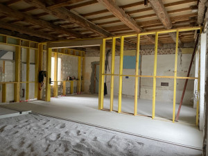 Photo de galerie - Installation et redressage d’un sol sur chape sèche en fermacell