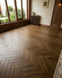 Photo de galerie - SALON - Pose de carrelage en bâton (chêne) 