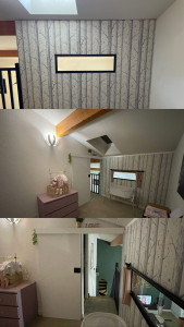 Photo de galerie - Pose d’une porte coulissante pour cloisonner un espace et créer une nouvelle pièce.