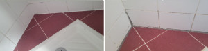 Photo de galerie - Rénovation des joints de douche : retrait complet de l'ancien mastic détérioré, nettoyage et dégraissage en profondeur de la zone, puis pose d'un nouveau mastic propre et étanche. Résultat parfait et client très satisfait !