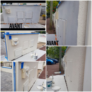 Photo de galerie - Rectification muret et ravalement crépis 
mise en peinture extérieur 
PAVILLON 