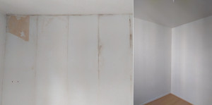 Photo de galerie - Rénovation d'une chambre (mur et plafond). Nettoyage, préparation des supports et mise en peinture.