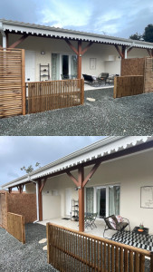 Photo de galerie - Pose de panneaux en persienne afin de clôturer et délimiter un espace extérieur.