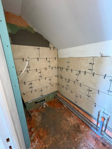 Photo de galerie - Pose de carrelage en 30x60cm dans une salle de bain 