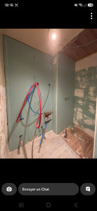 Photo de galerie - Renovation salle de bain placo/plomberie vmc/ electricité ( manque les accesoire vasque , collone )
