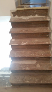 Photo de galerie - Pose de sol dans un escalier 