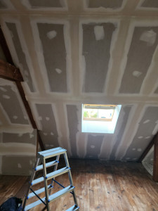 Photo de galerie - Réalisation chantier comble perdu isolation placo et bandes a joint