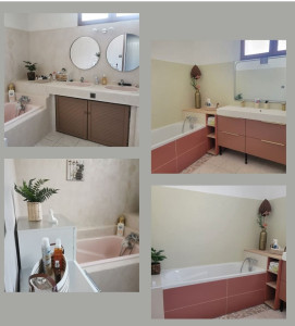 Photo de galerie - Rénovation Salle de bains avec modifications plomberie, électricité, carrellage 