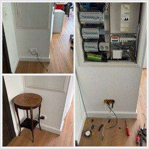 Photo de galerie - Installation d’une prise et d’un passe câbles 