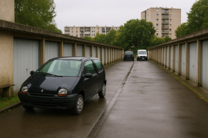 Photo de galerie - Voici les véhicules que nous utilisons : ? Twingo 1 (urbaine), ? fourgon utilitaire, ? camion benne pour chantier. Sinon… j’utilise la trottinette ! ??