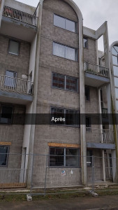 Photo de galerie - Dépose de menuiserie aluminium et vitrage ( mur rideau) évacuation des déchets dans une benne mis a disposition 