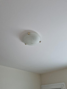 Photo de galerie - Pose d'une applique au plafond, fixation chevilles molly avec connectique wago 