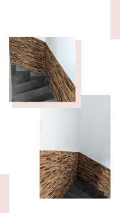 Photo de galerie - Pose de parement bois dans les escaliers 