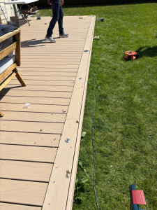 Photo de galerie - Pose de terrasse bois ou composite avec préparation support sur plot ou ossature bois 