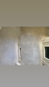 Photo de galerie - Décapage + pose lait brillance sol travertin intérieur