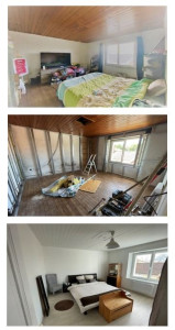 Photo de galerie - Rénovation chambre. Isolation, électricité, palco, parquets peinture.