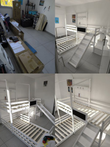 Photo de galerie - Montage d'un lit superposé avec toboggan 