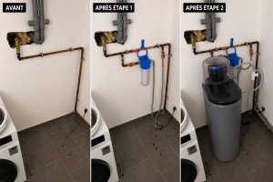 Photo de galerie - Installation complète d’un adoucisseur d’eau 