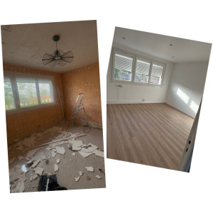 Photo de galerie - Avant/après refonte complète d’une chambre du sol au plafond 