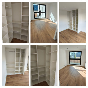 Photo de galerie - Pose d'un parquet et fabrication de dressing sur mesure.