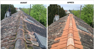 Photo de galerie - Dépose faîtage scellé, pose faîtage ventilé 