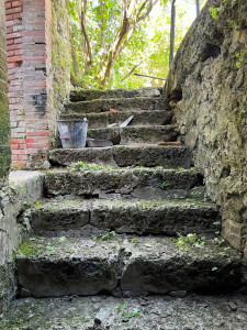 Photo de galerie - Rénovation escalier en pierre avant 