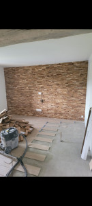 Photo de galerie - Pose d'un parement bois en chêne naturel