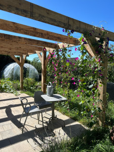 Photo de galerie - Support béton + pose d’une pergola en Douglas massif