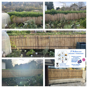 Photo de galerie - Taille de haie plus pose de palissade demi bambou 