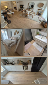 Photo de galerie - Pose de 80m2 de parquet flottant. sans seuille de porte.